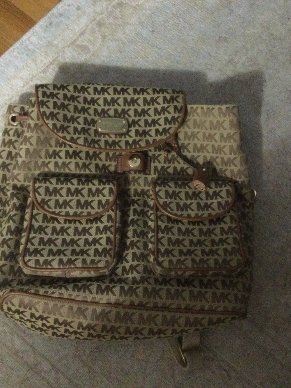 Michael Kors Brown Fabric Logo Backpack